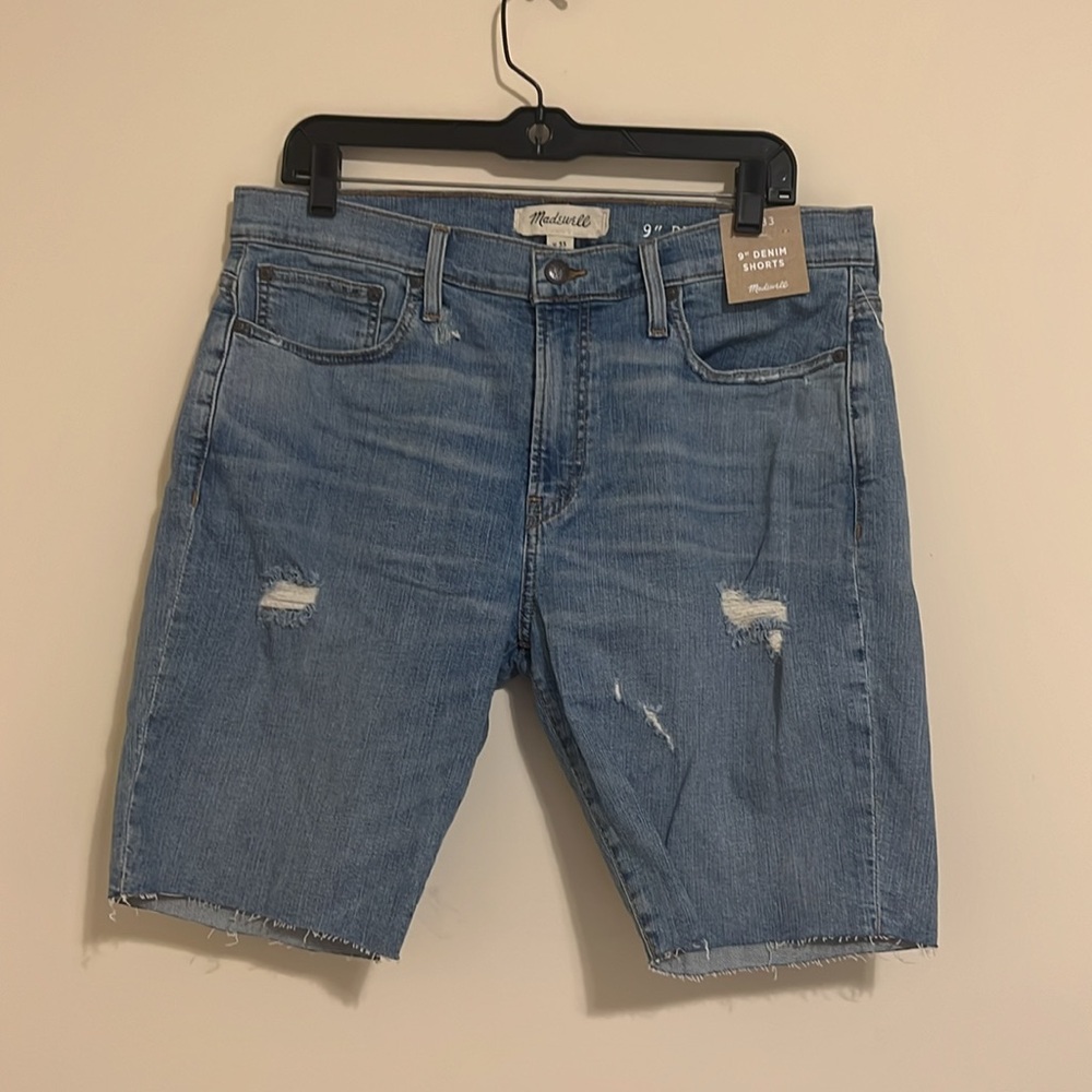 NEW Madewell Men’s long & Lean cut off denim summer shorts jeans size 33